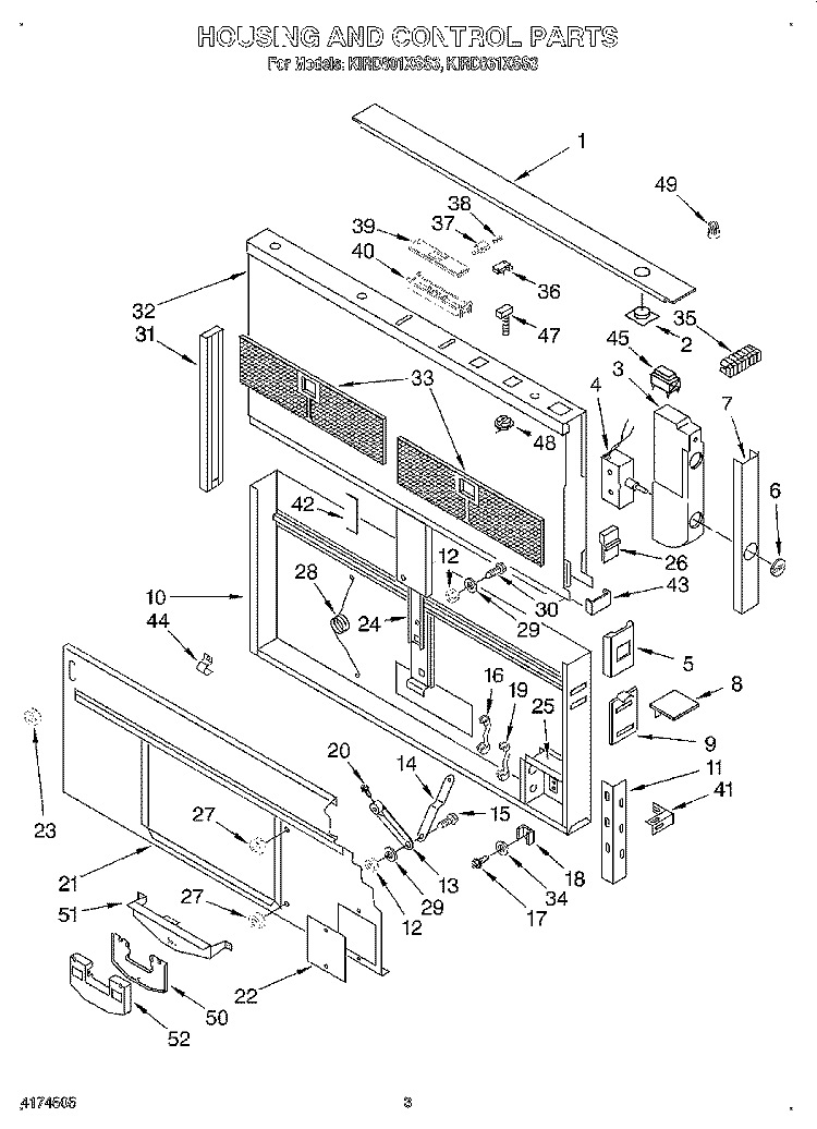 SECTION Diagram and Parts List for KIRD801XSS3  KitchenAid Range Hood