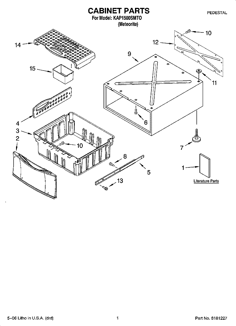 CABINET PARTS Diagram and Parts List for KAP1500SMTO  KitchenAid Laundry Accessories