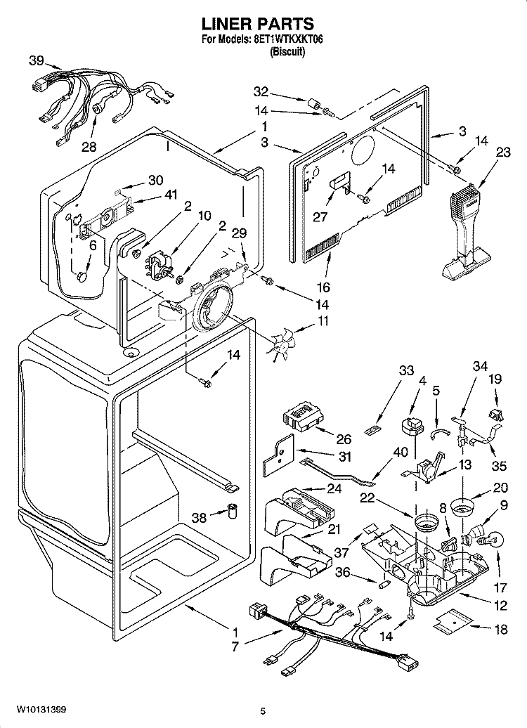 LINER PARTS Diagram and Parts List for 8ET1WTKXKT06  Whirlpool Refrigerator