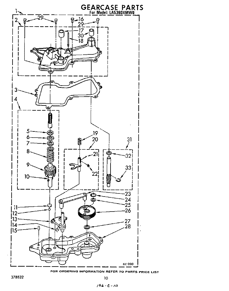 GEARCASE Diagram and Parts List for LA5380XMW0  Whirlpool Washer