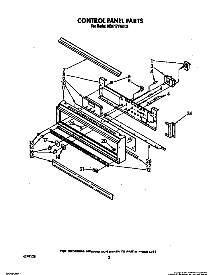 CONTROL PANEL, LIT/OPTIONAL Diagram and Parts List for KEBI171WBL2  KitchenAid Wall Oven