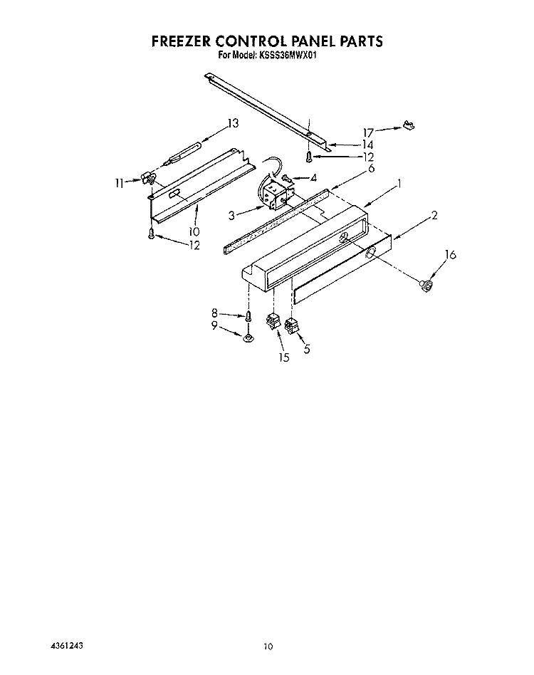 FREEZER CONTROL PANEL Diagram and Parts List for KSSS36MWX01  KitchenAid Refrigerator