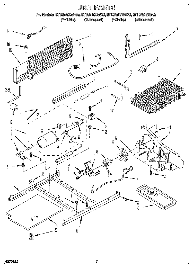 UNIT Diagram and Parts List for ET18NMXAN02  Whirlpool Refrigerator