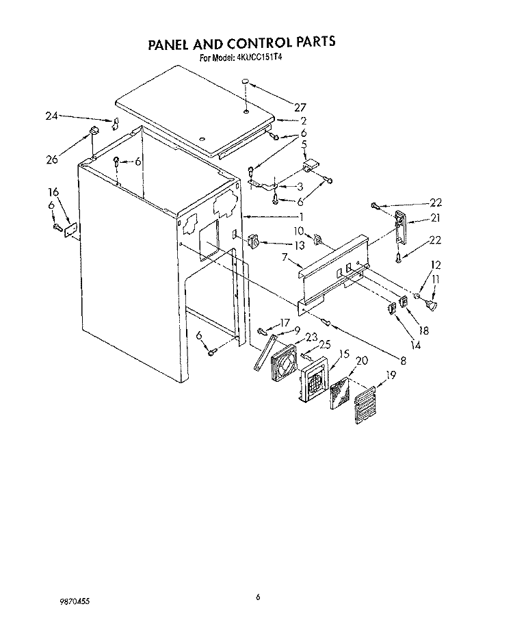 PANEL AND CONTROL Diagram and Parts List for 4KUCC151T4  KitchenAid Trash Compactor