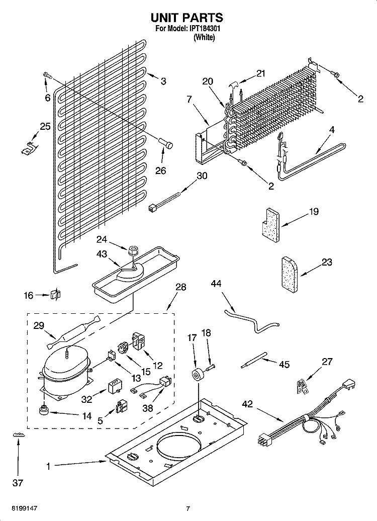 UNIT PARTS Diagram and Parts List for IPT184301  Inglis Refrigerator