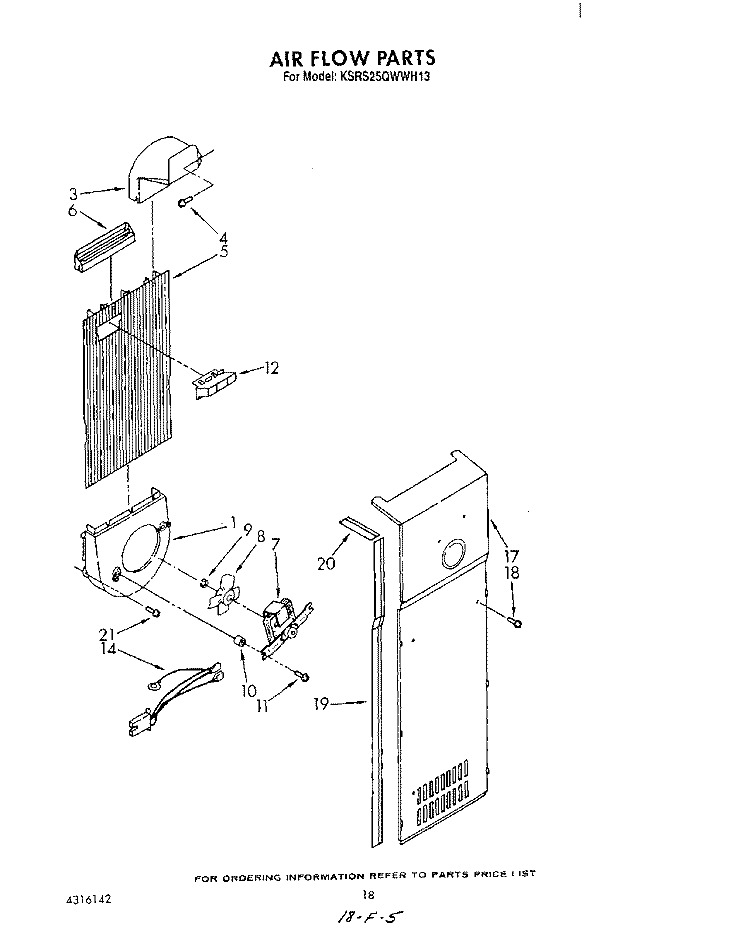 AIR FLOW Diagram and Parts List for KSRS25QWAL13  KitchenAid Refrigerator