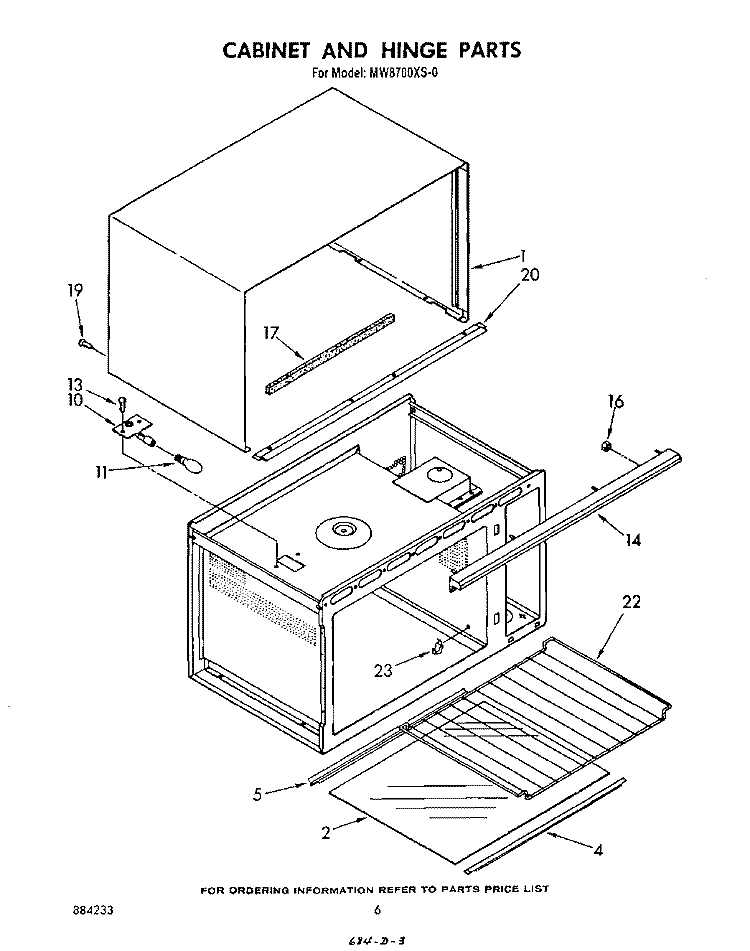 CABINET AND HINGE Diagram and Parts List for MW8700XS0  Whirlpool Microwave