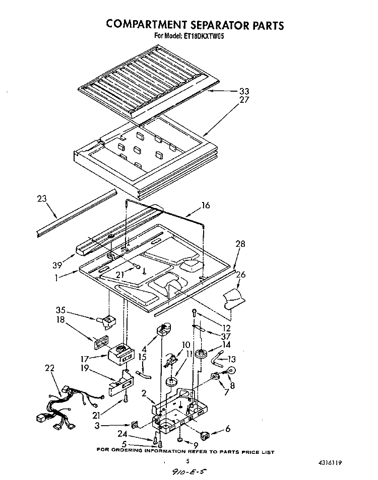 COMPARTMENT SEPARATOR Diagram and Parts List for ET18DKXTG05  Whirlpool Refrigerator