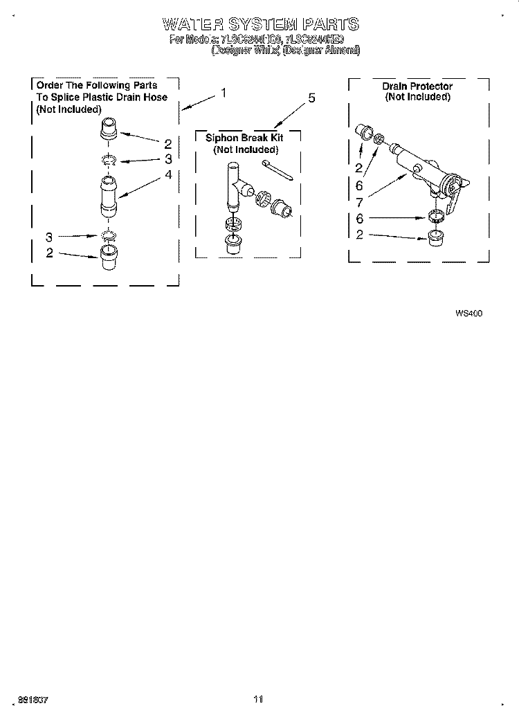 WATER SYSTEM Diagram and Parts List for 7LSC8244HQ0  Whirlpool Washer