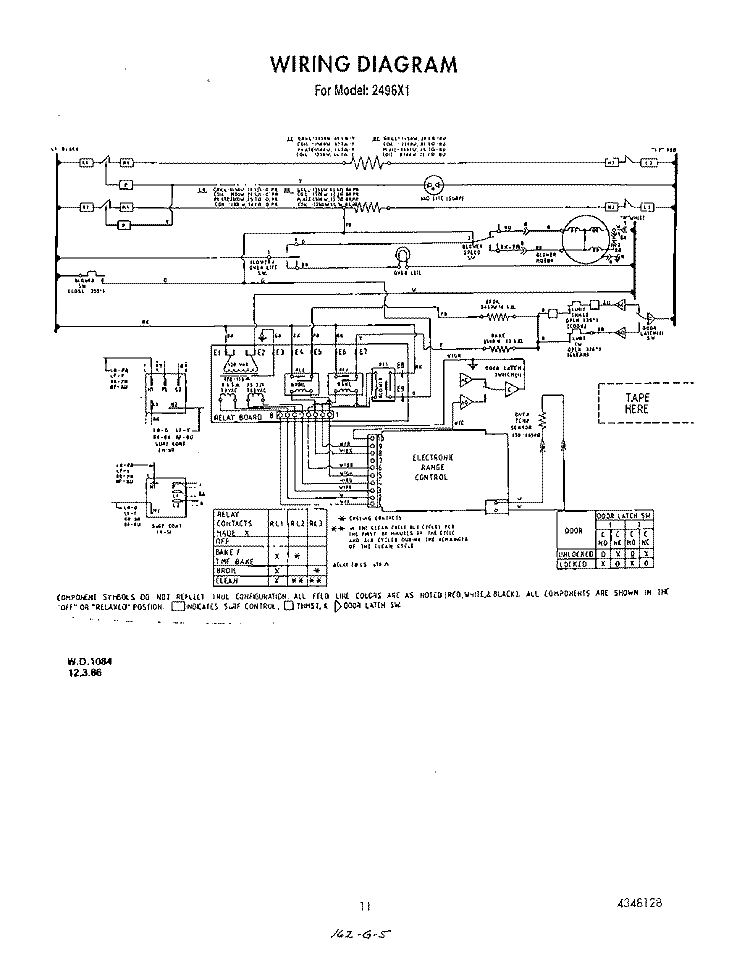 WIRING DIAGRAM Diagram and Parts List for 2496^1  Whirlpool Range