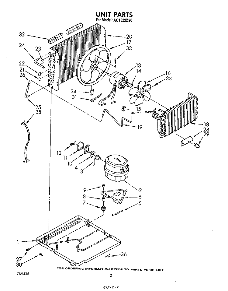 UNIT Diagram and Parts List for AC1022XS0  Whirlpool Air Conditioner