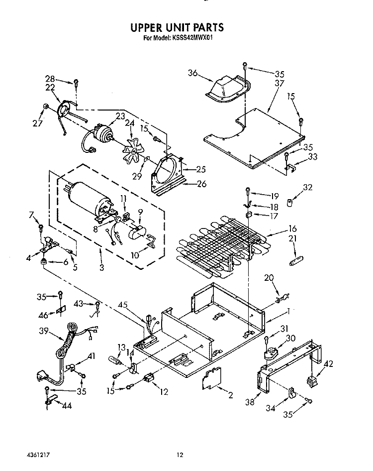 UPPER UNIT, LIT/OPTIONAL Diagram and Parts List for KSSS42MWX01  KitchenAid Refrigerator