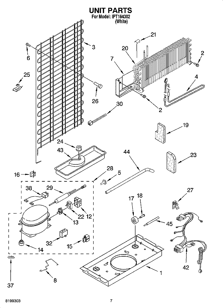 UNIT PARTS Diagram and Parts List for IPT164302  Inglis Refrigerator
