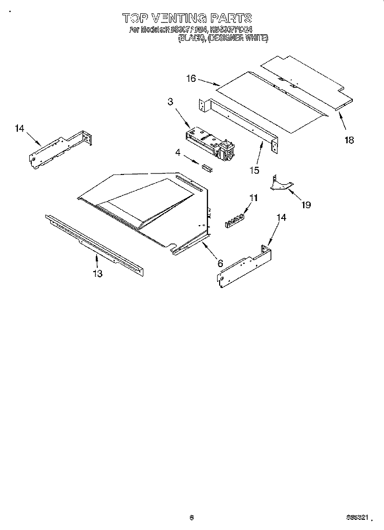 TOP VENTING, OPTIONAL Diagram and Parts List for RBS307PDQ4  Whirlpool Wall Oven