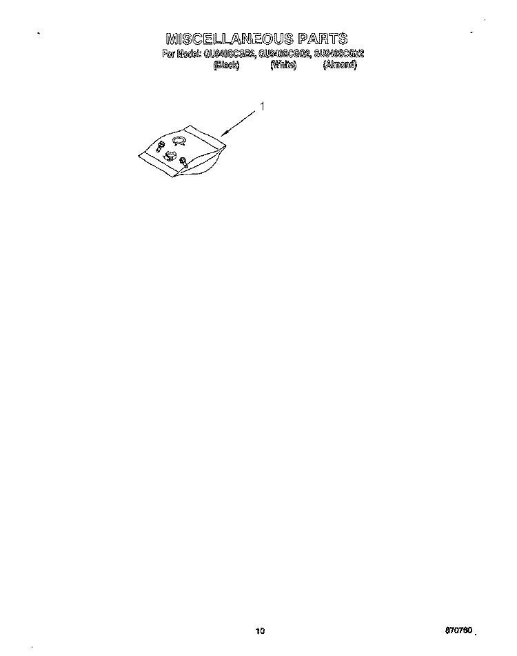 MISCELLANEOUS Diagram and Parts List for GU940SCGQ2  Whirlpool Dishwasher