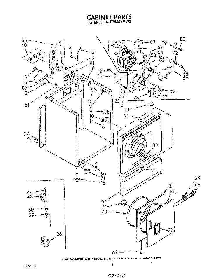 SECTION Diagram and Parts List for GLE7900XMW3  Whirlpool Dryer