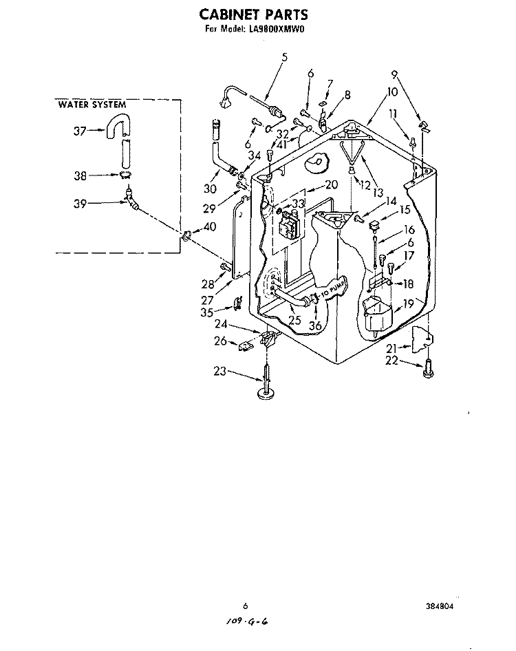 CABINET Diagram and Parts List for LA9800XMW0  Whirlpool Washer