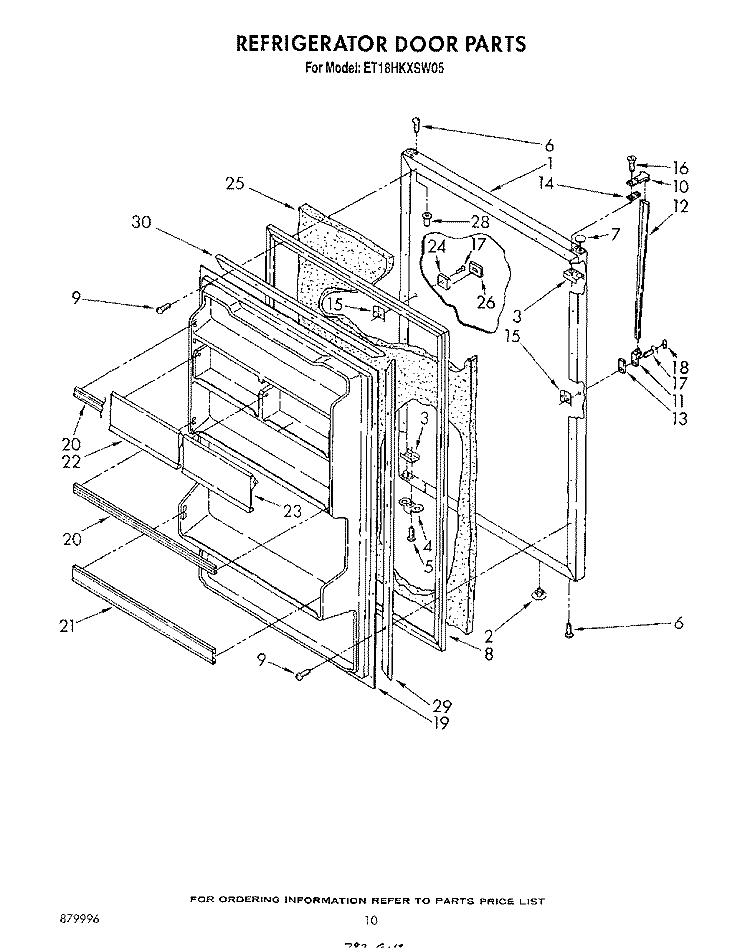 REFRIGERATOR DOOR , LIT/OPTIONAL Diagram and Parts List for ET18HKXSW05  Whirlpool Refrigerator