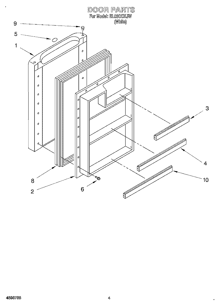 DOOR Diagram and Parts List for EL03CCXJW  Whirlpool Refrigerator