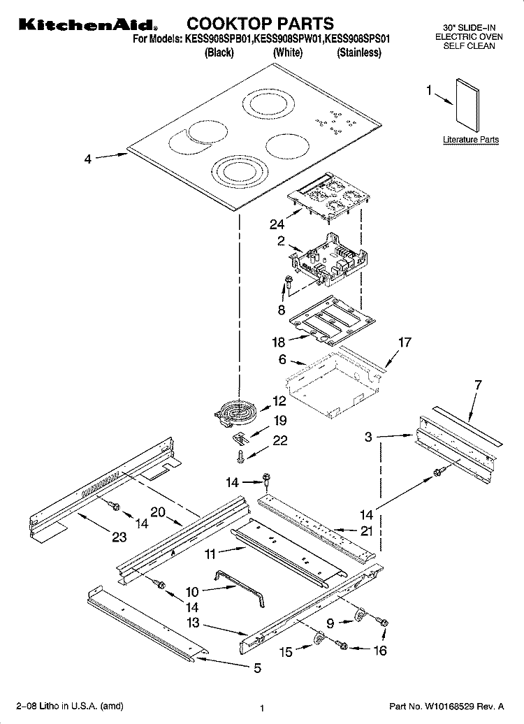 COOKTOP PARTS Diagram and Parts List for KESS908SPB01  KitchenAid Range