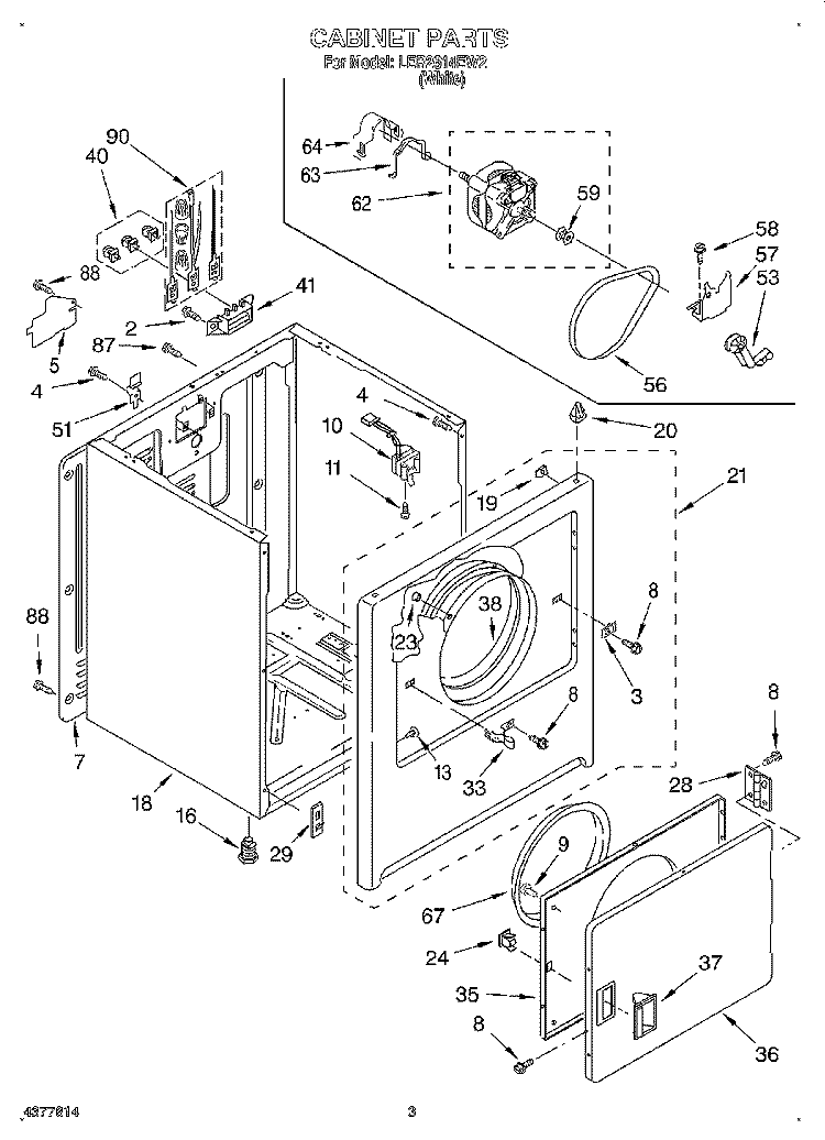 SECTION Diagram and Parts List for LER2614EW2  Whirlpool Dryer