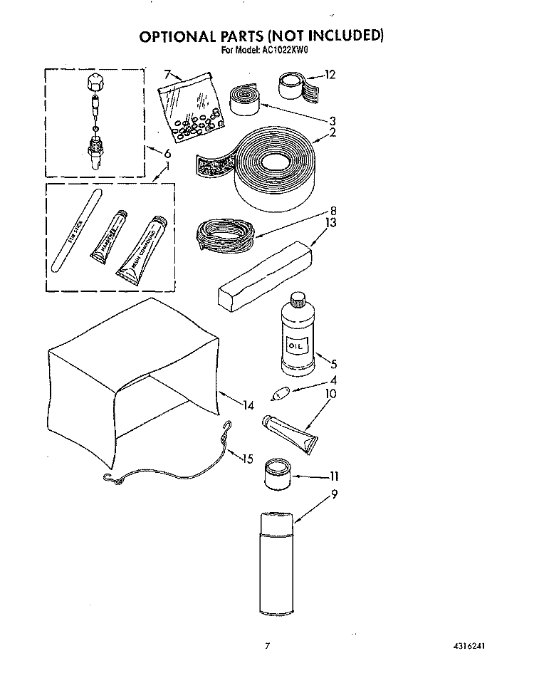 OPTIONAL Diagram and Parts List for AC1022XW0  Whirlpool Air Conditioner