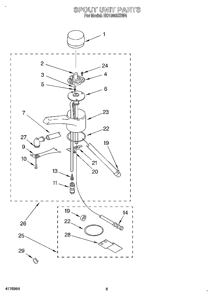 SPA AND UNIT Diagram and Parts List for HD1000XSW4  Whirlpool Miscellaneous