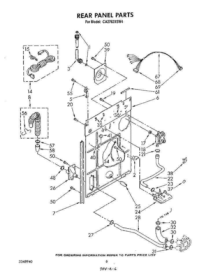 REAR PANEL Diagram and Parts List for CA2762XSW4  Whirlpool Washer