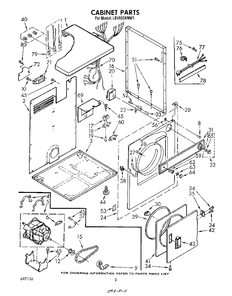SECTION Diagram and Parts List for LE4935XMW1  Whirlpool Dryer