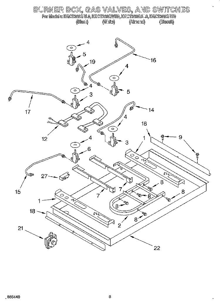 SECTION Diagram and Parts List for KGCT366GAL0  KitchenAid Cooktop