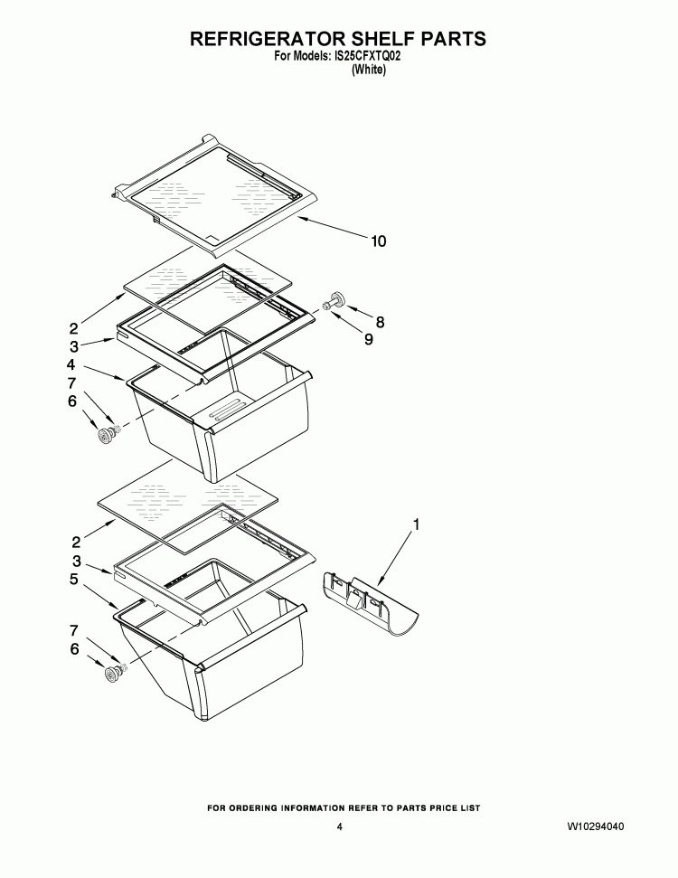 REFRIGERATOR SHELF PARTS Diagram and Parts List for IS25CFXTQ02  Inglis Refrigerator