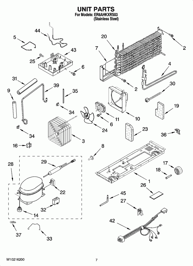 UNIT PARTS Diagram and Parts List for ER8AHKXRS03  Whirlpool Refrigerator