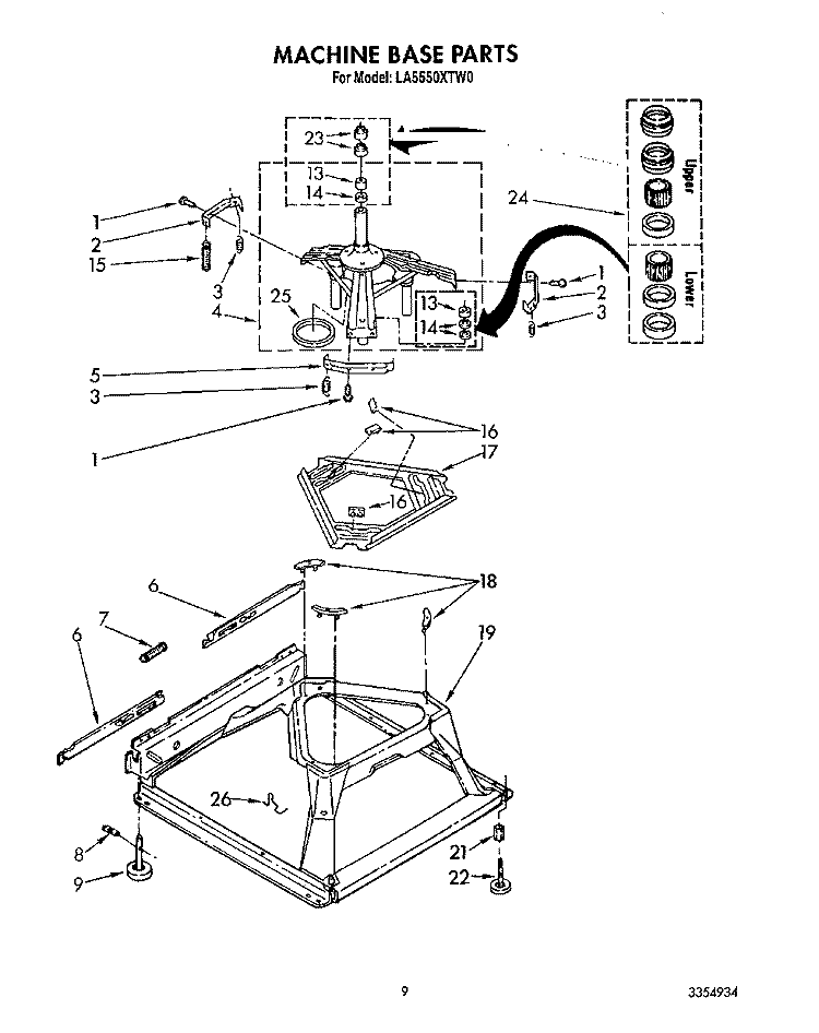 MACHINE BASE Diagram and Parts List for LA5550XTG0  Whirlpool Washer