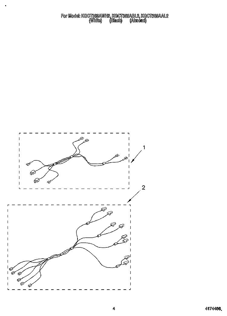 WIRING HARNESS Diagram and Parts List for KGCT365AAL2  KitchenAid Cooktop