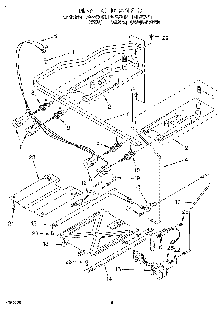 MANIFOLD Diagram and Parts List for FGS337GN1  Roper Range