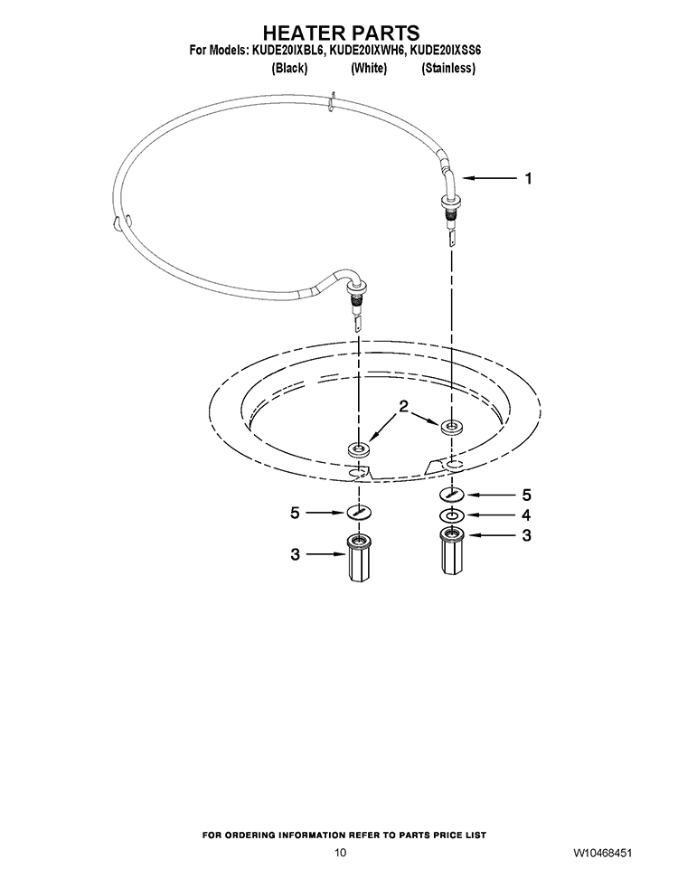 HEATER PARTS Diagram and Parts List for KUDE20IXBL6  KitchenAid Dishwasher