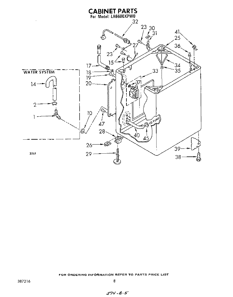 CABINET Diagram and Parts List for LA6680XPW0  Whirlpool Washer