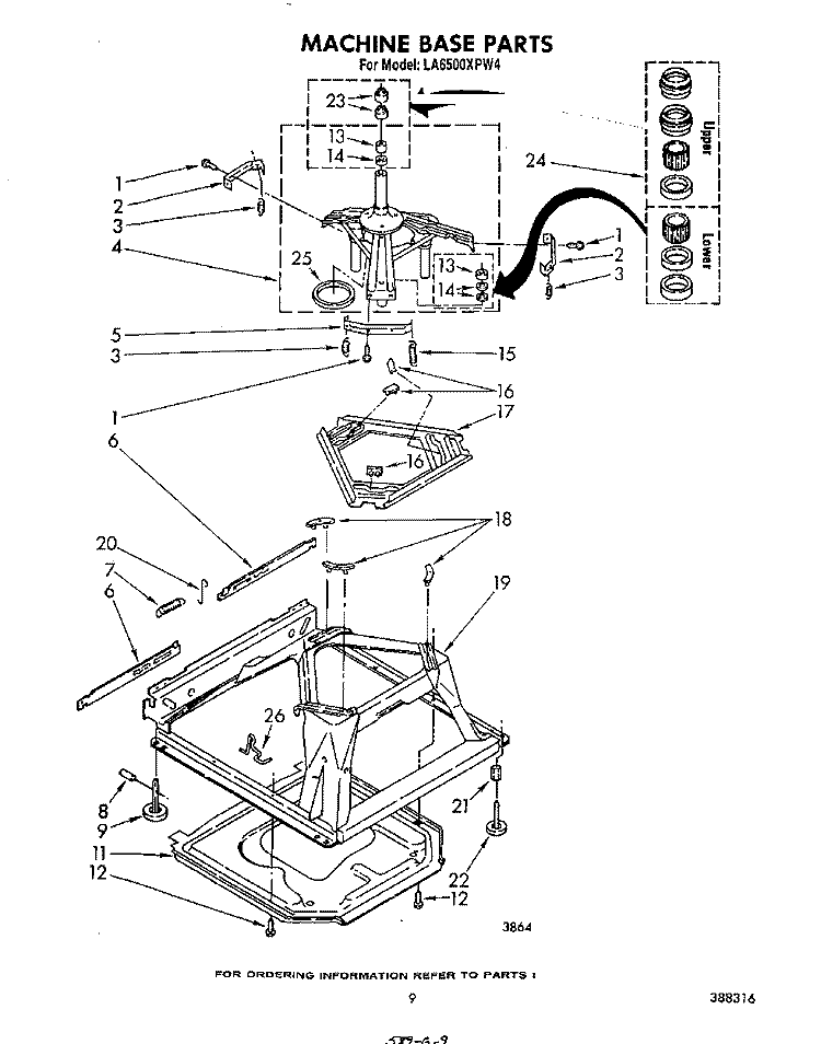 MACHINE BASE Diagram and Parts List for LA6500XPW4  Whirlpool Washer