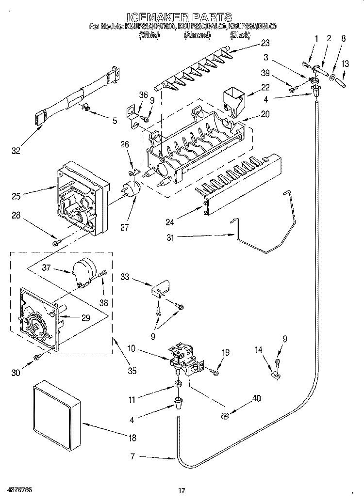 ICEMAKER Diagram and Parts List for KSUP22QDWH00  KitchenAid Refrigerator