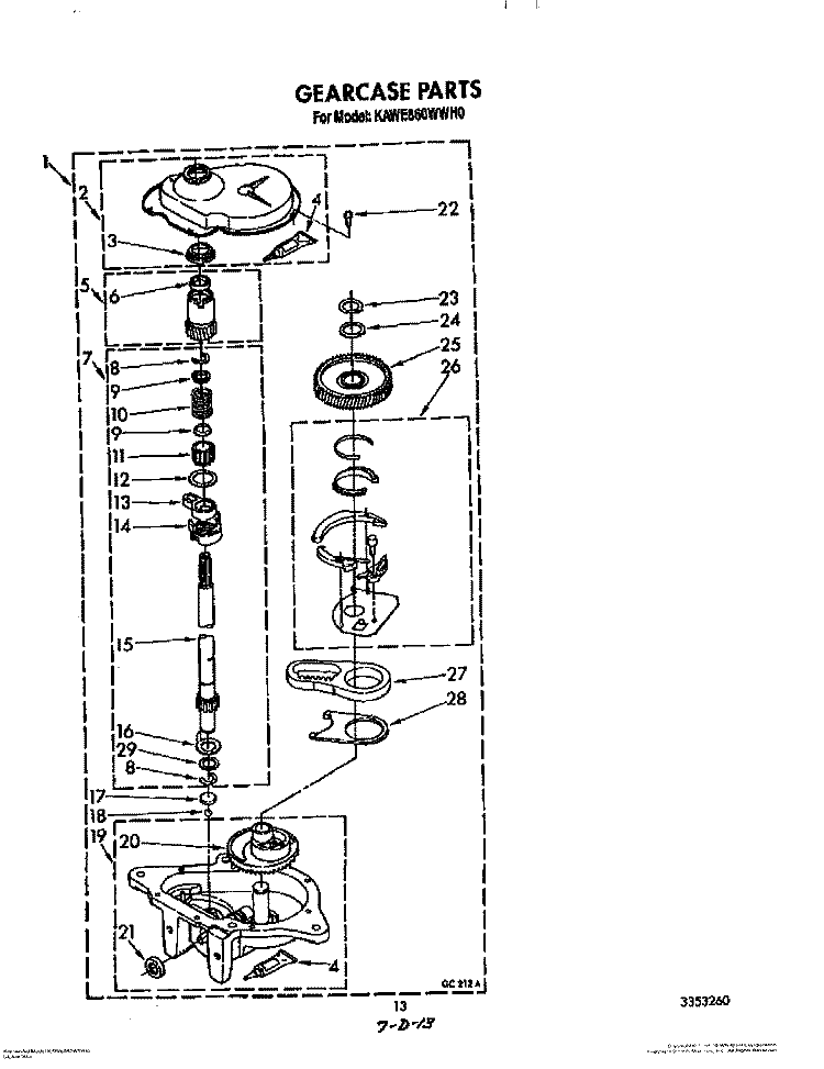 GEARCASE Diagram and Parts List for KAWE860WAL0  KitchenAid Washer
