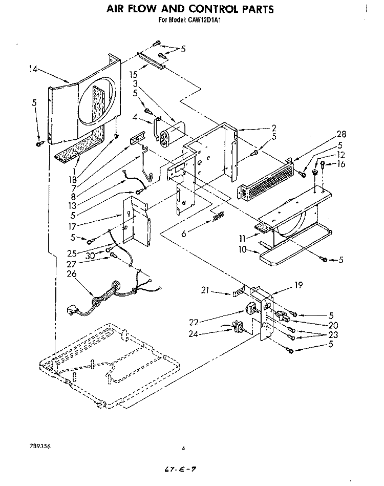 SECTION Diagram and Parts List for CAW12D1A1  Whirlpool Air Conditioner