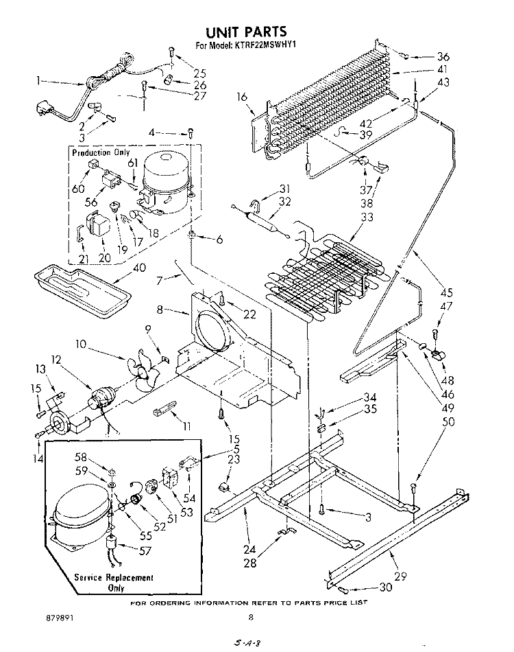 UNIT Diagram and Parts List for KTRF22MSTOY1  Whirlpool Refrigerator