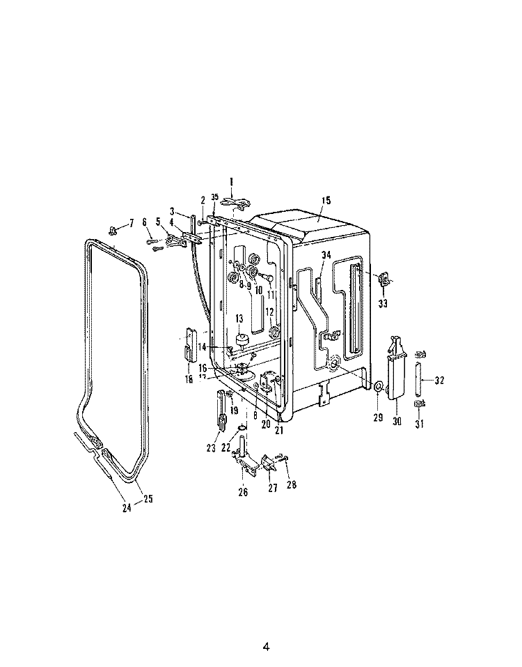 MOTOR, HEATER AND SPRAY ARM Diagram and Parts List for 8518L30  Roper Dishwasher