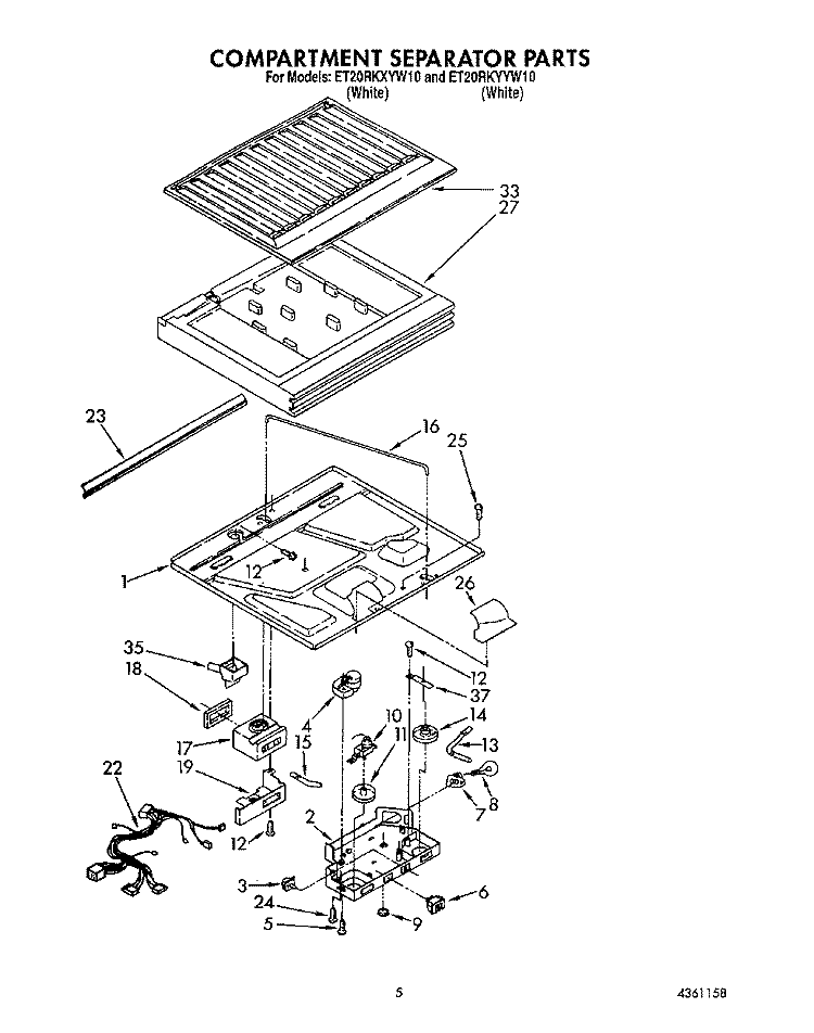 COMPARTMENT SEPARATOR Diagram and Parts List for ET20RKYYW10  Whirlpool Refrigerator