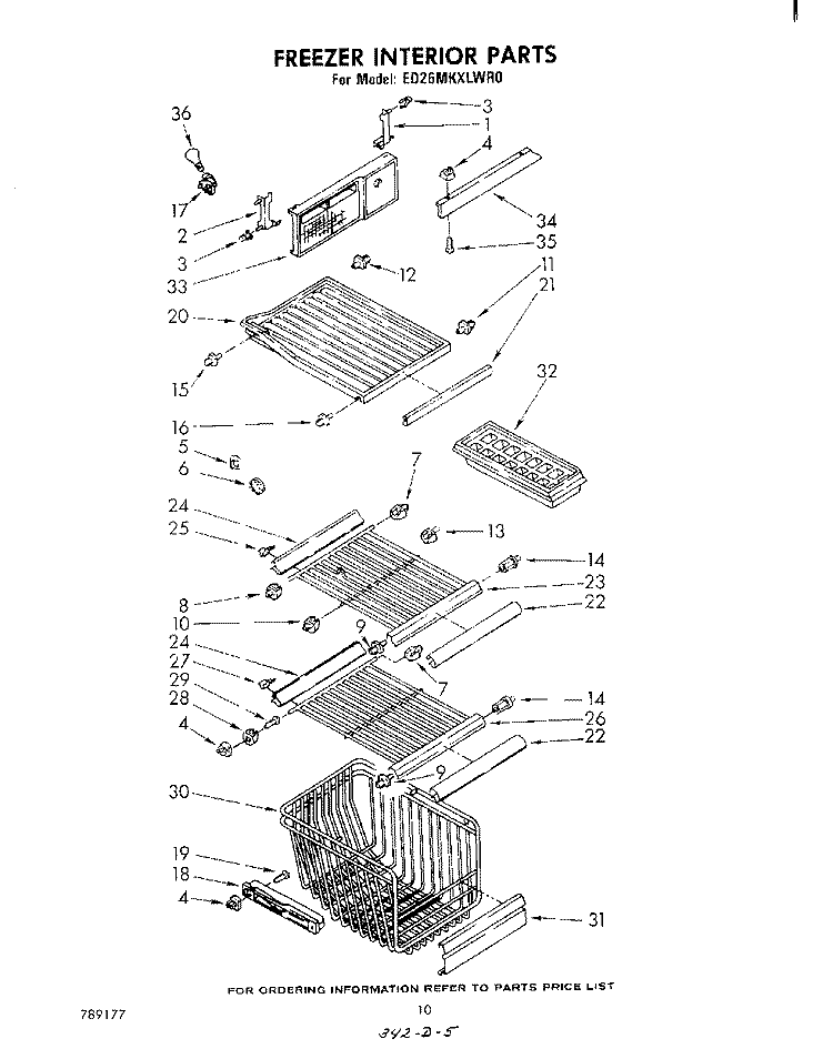 FREEZER INTERIOR, NOT ILLUSTRATED Diagram and Parts List for ED26MKXLWR0  Whirlpool Refrigerator