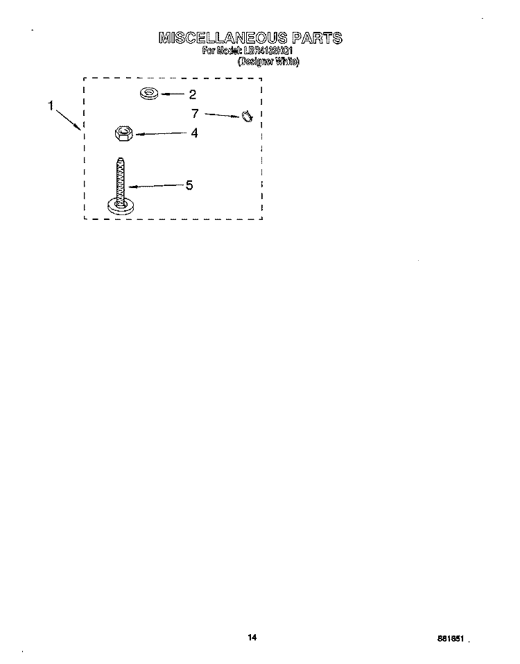 MISCELLANEOUS, OPTIONAL Diagram and Parts List for LBR4132HQ1  Whirlpool Washer
