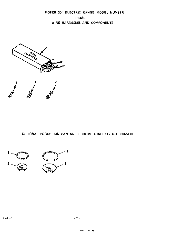 WIRE HARNESSES AND COMPONENTS , LIT Diagram and Parts List for F5558W0  Roper Range