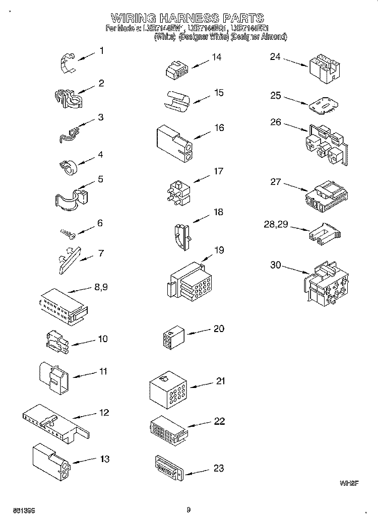 WIRING HARNESS Diagram and Parts List for LXR7144EQ1  Whirlpool Washer