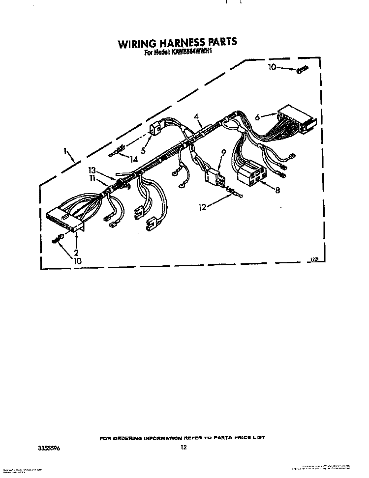 WIRING HARNESS Diagram and Parts List for KAWE564WAL1  KitchenAid Washer