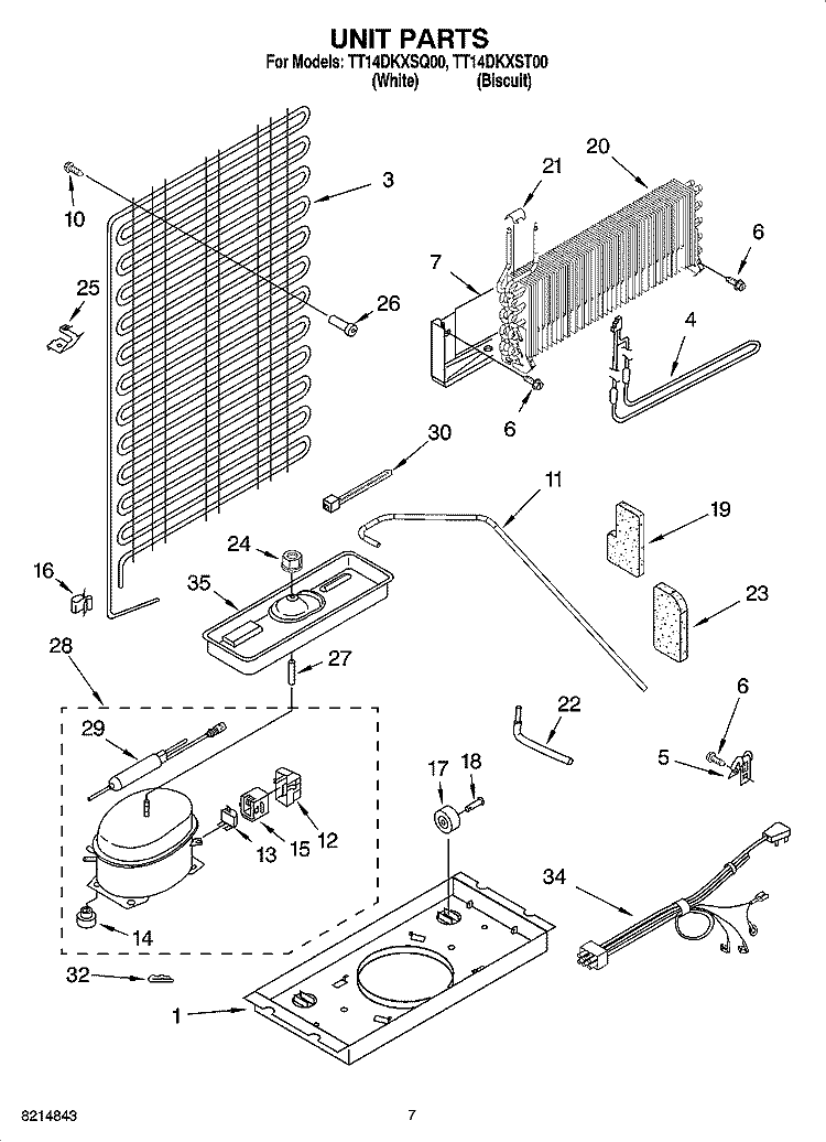 UNIT PARTS Diagram and Parts List for TT14DKXST00  Estate Refrigerator